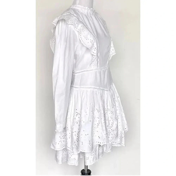 Allsaints Aislyn Broiderie Eyelet White Dress Trendy Size 00 - Picture 4 of 16